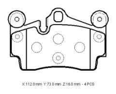 VOLKSWAGEN TOUAREG- 10/13; ARKA FREN BALATASI 3,6/4,2/5,0/6,0(KABLOSUZ)(DİSK)(112x73x16) (BRAMAX) 7L0698451G