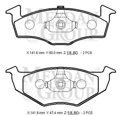 VOLKSWAGEN POLO- CLASSIC- 96/01; ÖN FREN BALATASI (DİSK) (141,6X50X18,80/141,6X47,4X18,80) (BRAMAX) 1JH0698151B