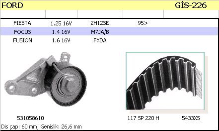 EKSANTRİK GERGİ KİTİ GİS226 FIESTA 1.25 16V