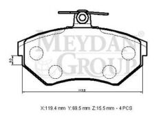 VOLKSWAGEN GOLF- 3- 92/98; ÖN FREN BALATASI (DİSK) (119,4X69,5X15,5) (BRAMAX) 357698151E