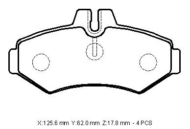 VOLKSWAGEN VOLT- LT35/LT46- 96/07; ARKA FREN BALATASI (KULAKSIZ)KABLOSUZ)DİSK)(125,6X62X17,8)BRAMAX) A0084204420