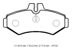 VOLKSWAGEN VOLT- LT35/LT46- 96/07; ARKA FREN BALATASI (KULAKSIZ)KABLOSUZ)DİSK)(125,6X62X17,8)BRAMAX) A0084204420