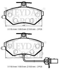 VOLKSWAGEN PASSAT- B5- 01/05; ÖN FREN BALATASI 1,6/1,8/1,9TDI(2KABLOLU)(DİSK)(119,4X69,5X19)(BRAMAX) 8E0698151B